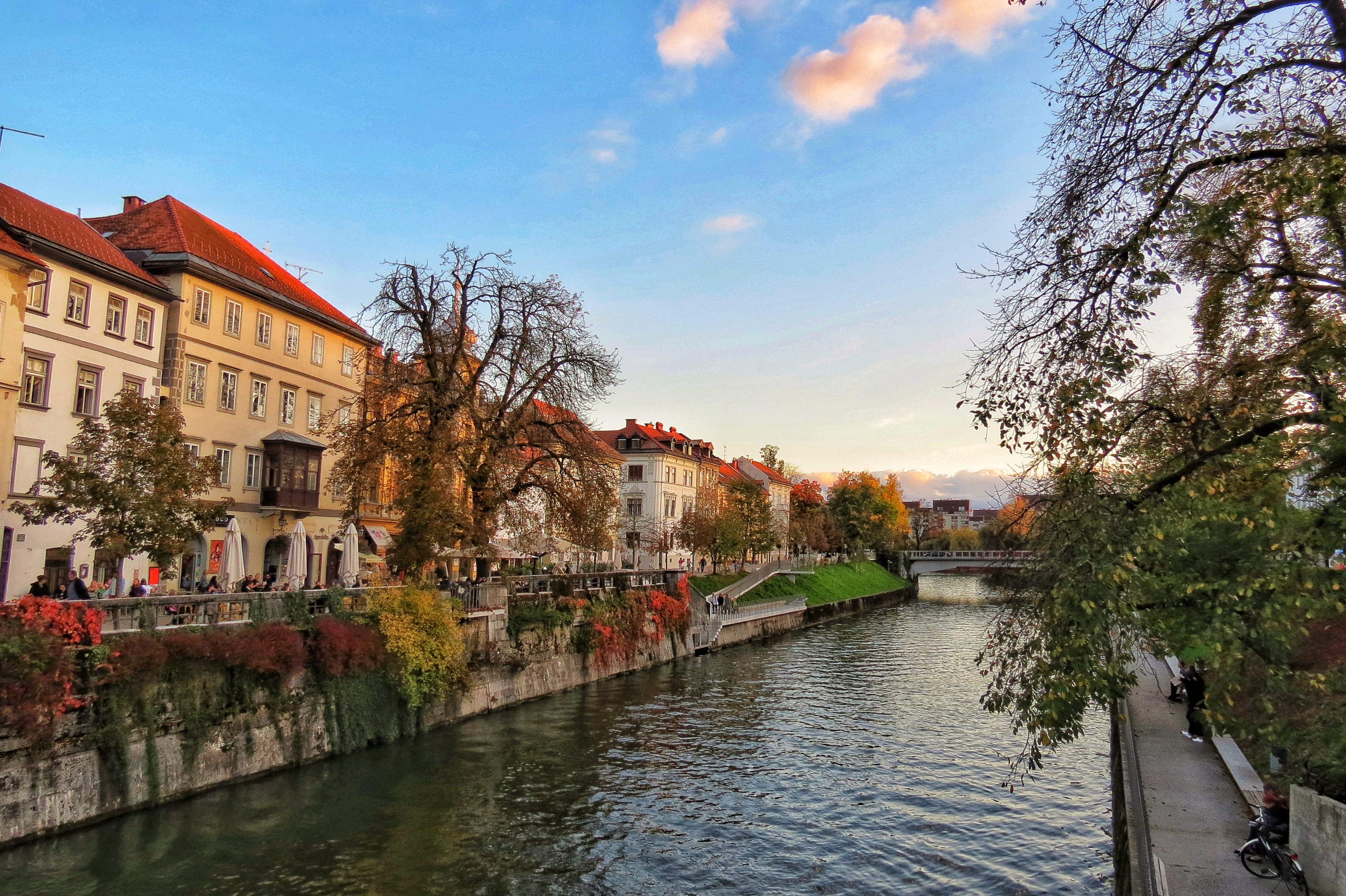 Slovenia is such a beautiful part of Europe and depending on the time of year you travel is one of the cheapest countries to visit in 2023. This photo shows the river running through Ljubljana.