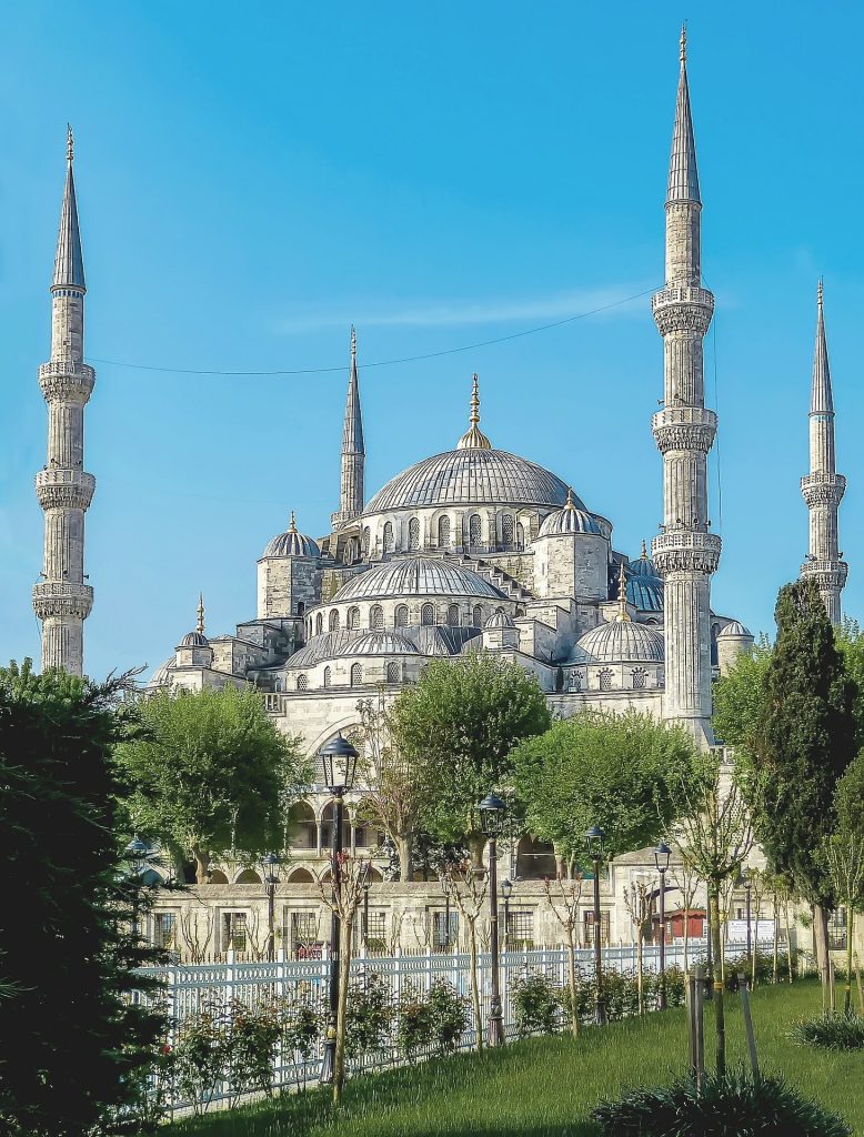 This is one of the most beautiful mosques in Turkey, the Blue Mosque.