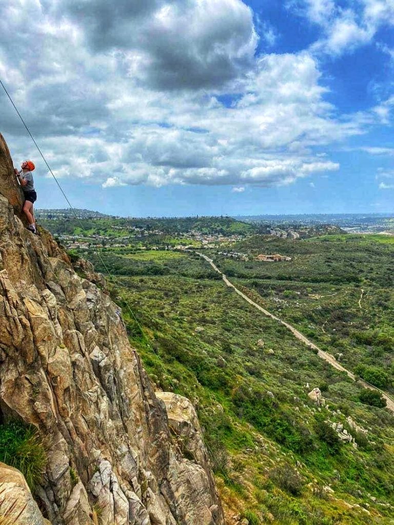 Liam spent some time rock climbing when he visited San Diego.
