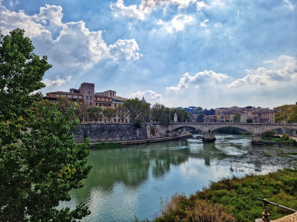 Tiber River viewpoint showing a view of the bridge.