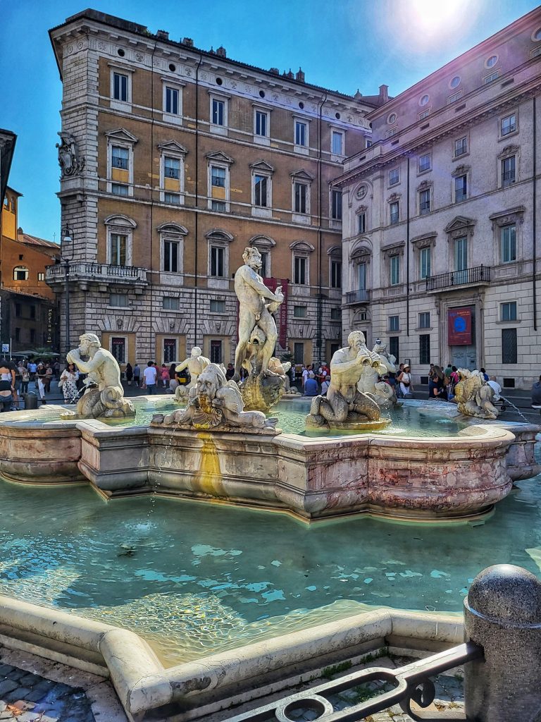 View of one of the fountains in Piazza Navona