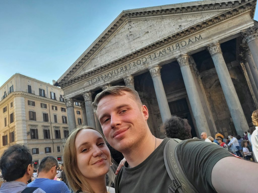 Amy & Liam taking a selfie outside the Pantheon. It was very busy so this was the only photo we could take.