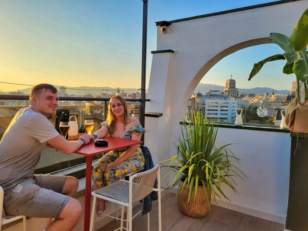 Whilst we wouldn't recommend eating down Las Ramblas we did find a gorgeous rooftop bar for sunset down there and by the time the sun set, we were the only ones there.
