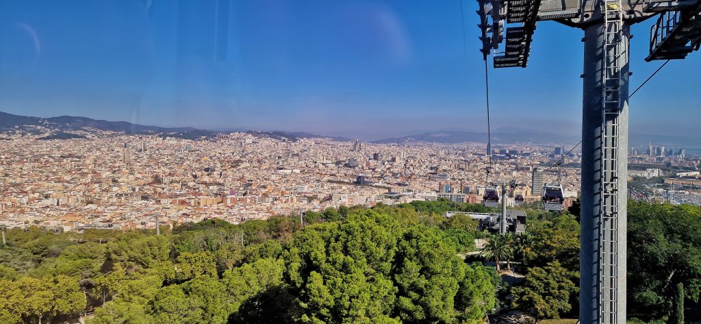 View of Barcelona from the Montjuic cable cars.