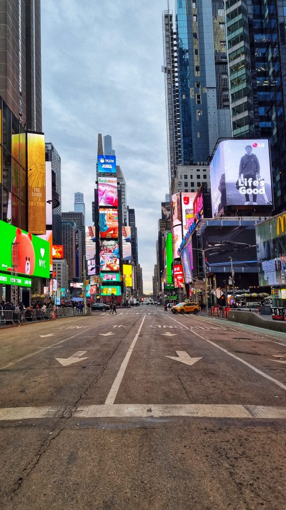 Streets near Times Square surprisingly quiet.