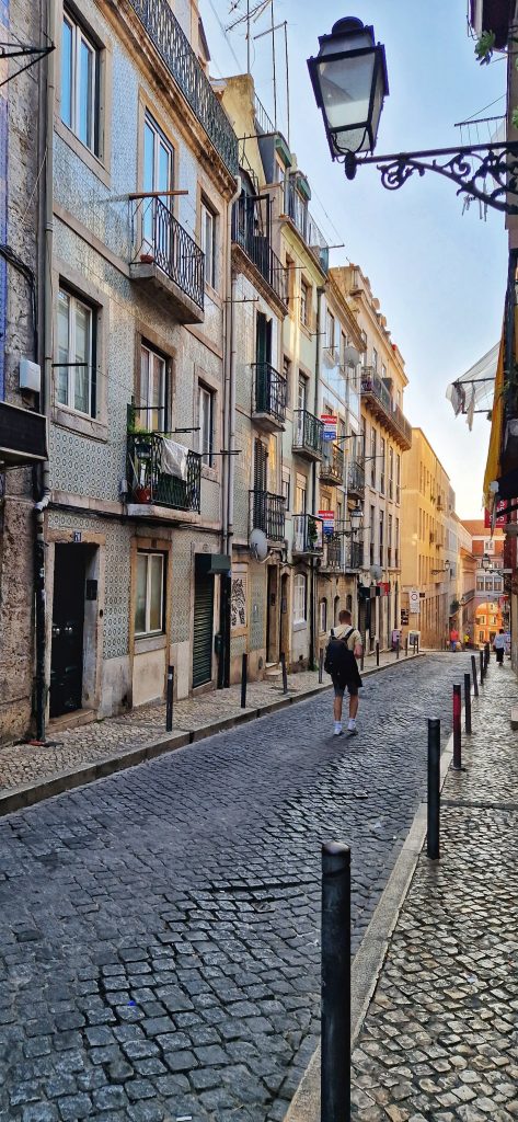 Liam walking the beautiful streets of Lisbon