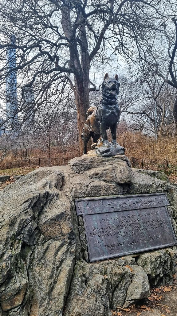 Photo of the Balto statue which you can find in Central park. As part of our 4 day NYC itinerary, you will be able to find some of the best spots in Central Park with its own itinerary to save you time.