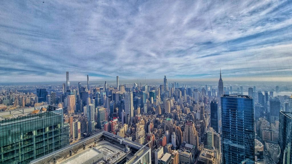 View of New York City's skyline where you can see all the skyscrapers.
