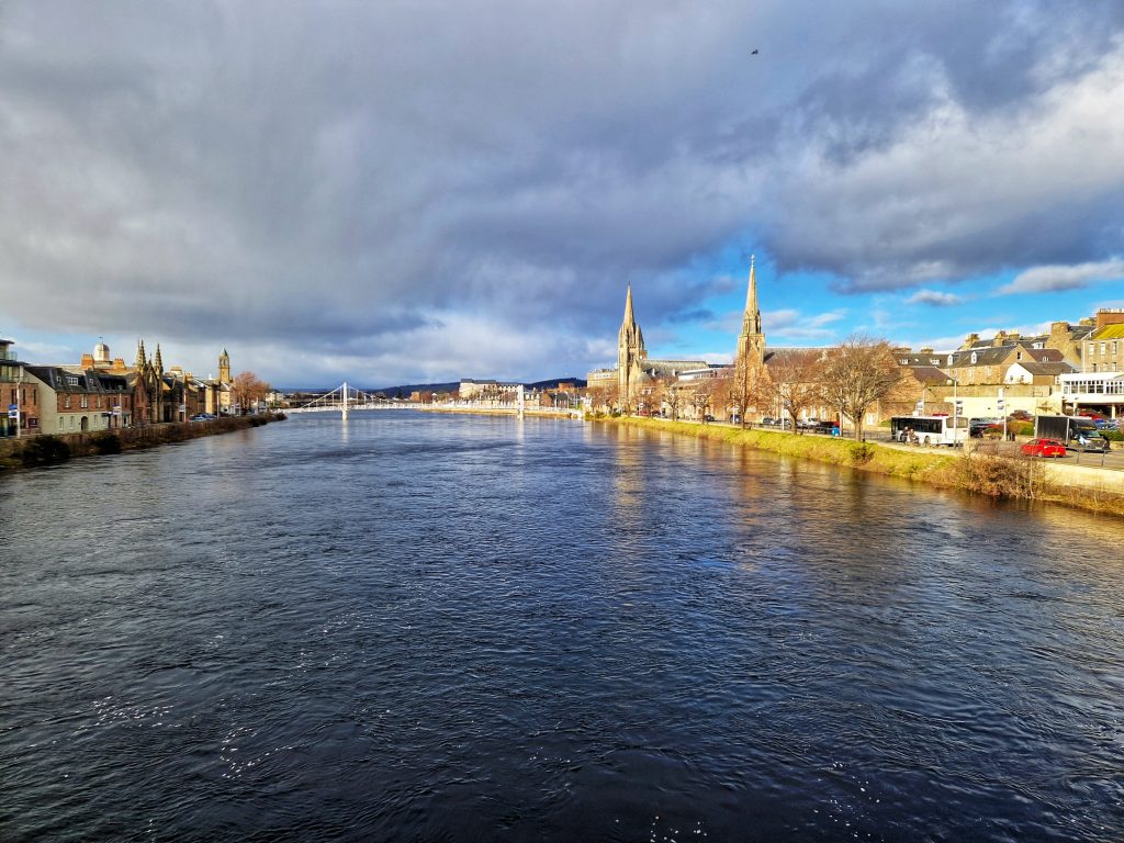 View of Inverness from the bridge. 