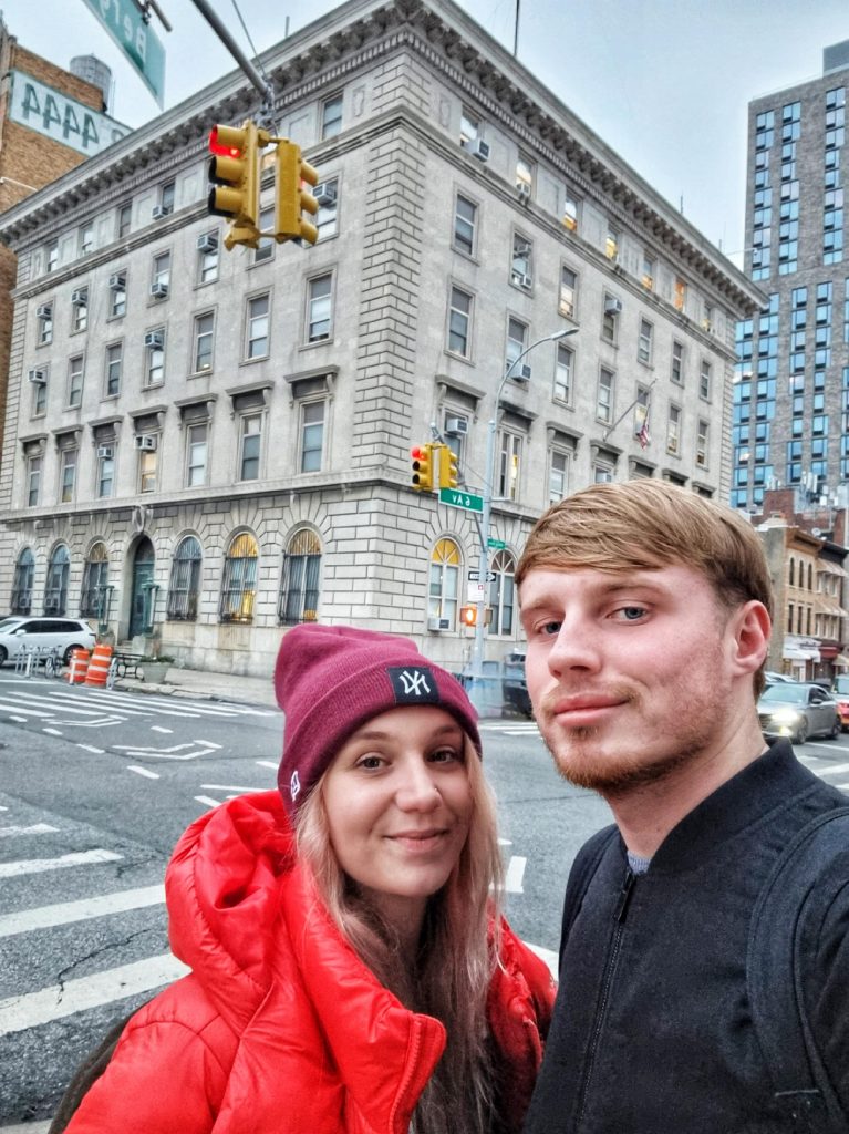 Both of us in front of the building that Brooklyn 99 was filmed.