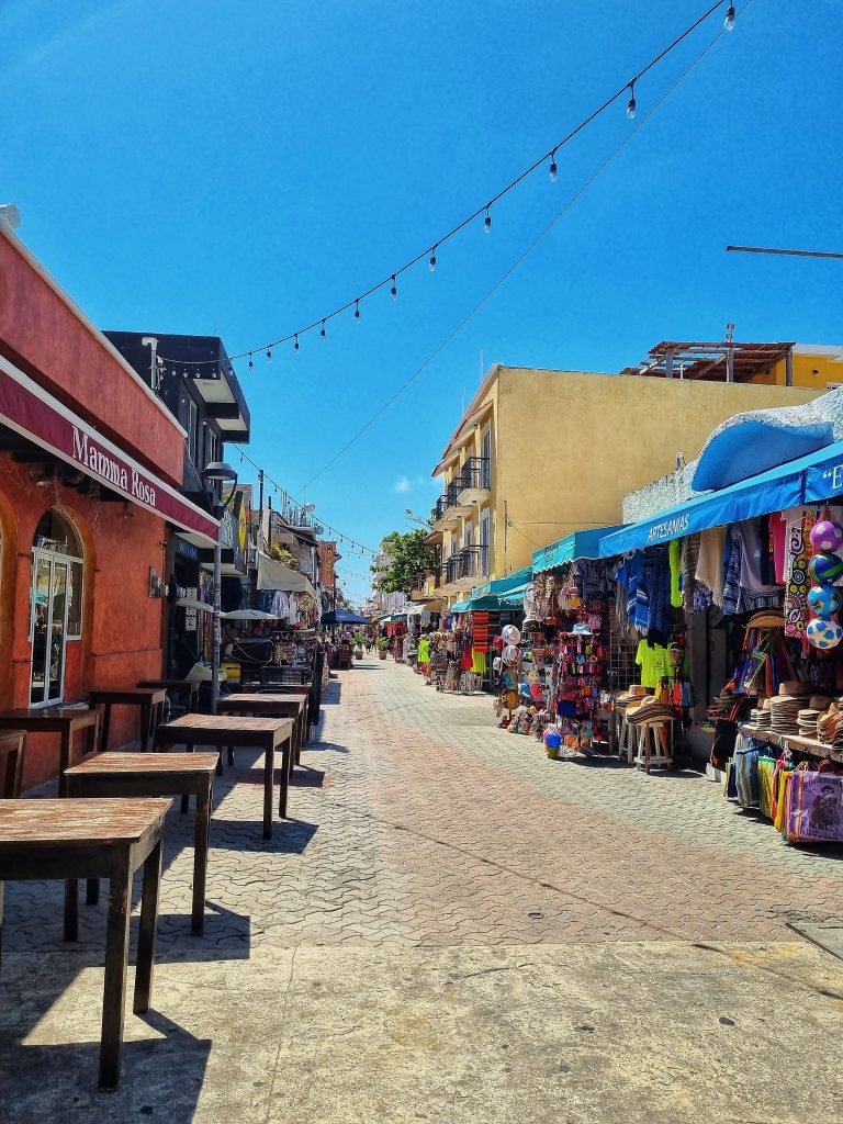 Walking into the main town in Isla Mujeres.