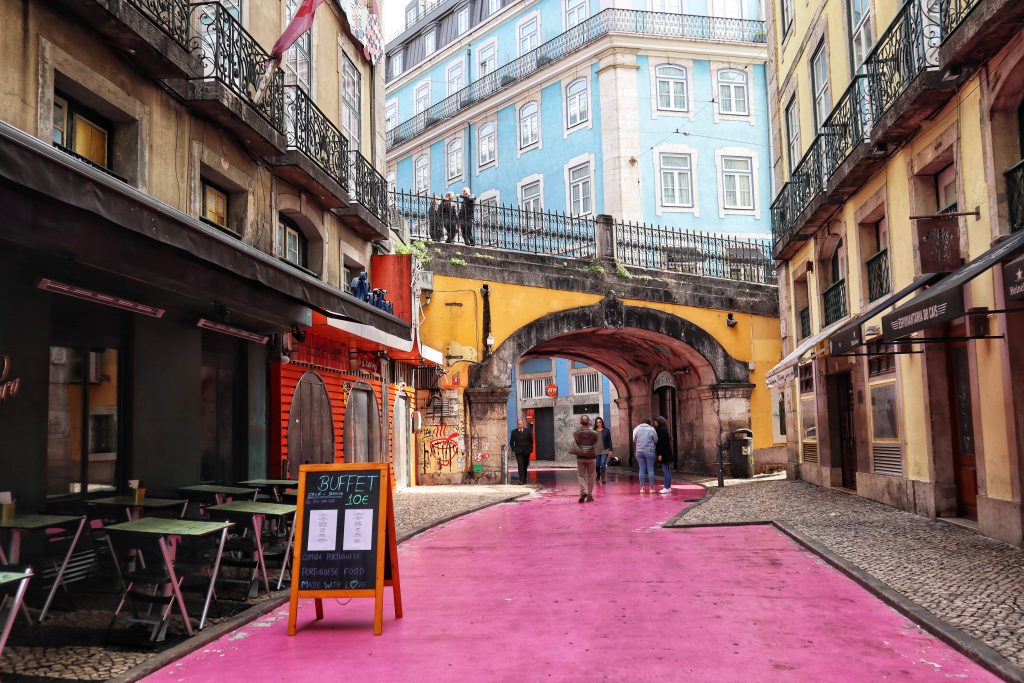 Pink Street in Lisbon.