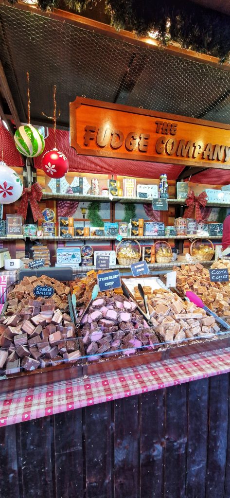 One of our favourite things about Edinburgh Christmas Markets is the Fudge Company and the amount of choice of fudge they have available.