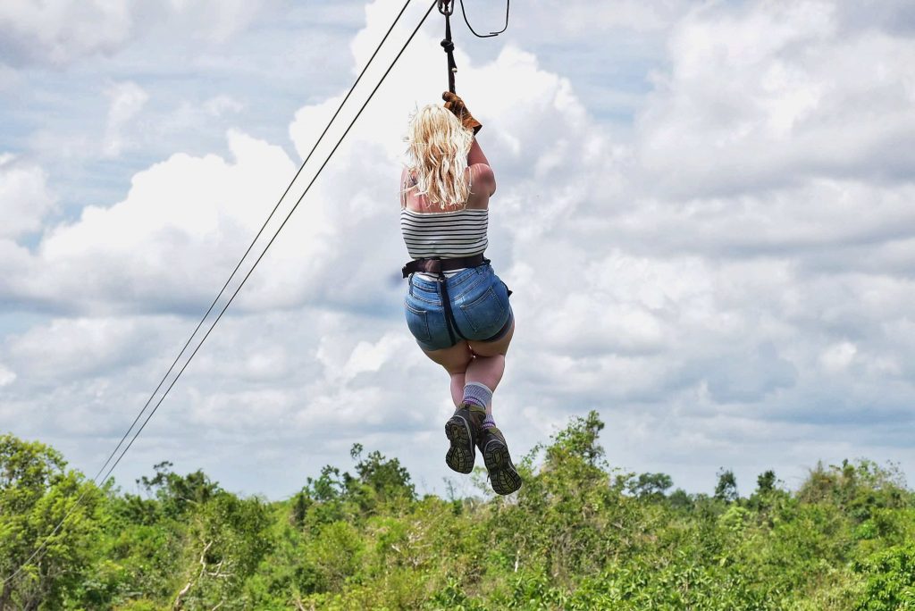 Amy ziplining through the Mexican jungle.