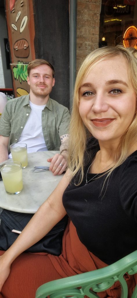 Amy & Liam taking a selfie at La Cacharreria restaurant before enjoying a spot of brunch.