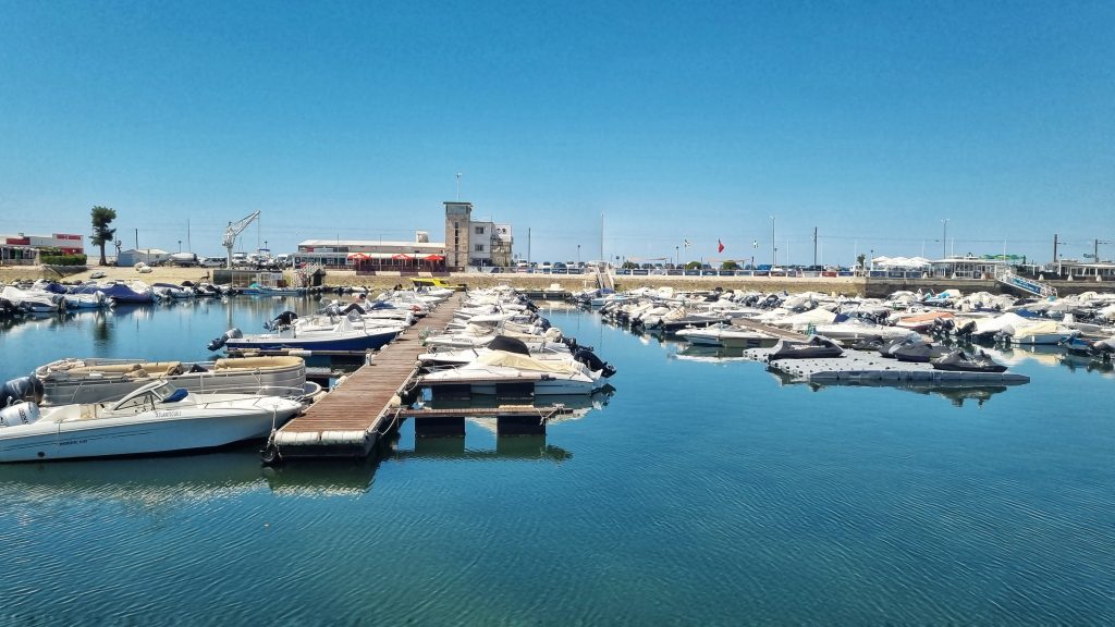Faro Marina with all the boats docked. Some of the best hotels in Faro are down the marina which we will recommend throughout this blog post.