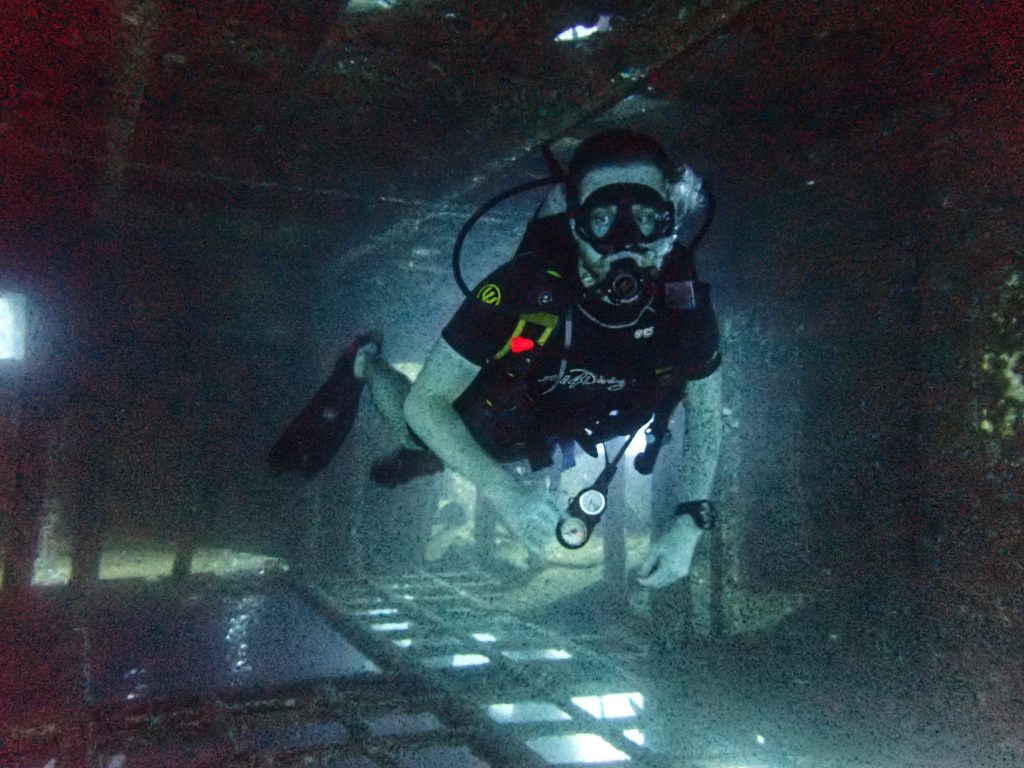 Liam scuba diving during one of the wrecks we visited.
