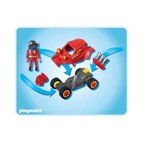 Rød Playmobil stuntcar racerbil 4184 indhold