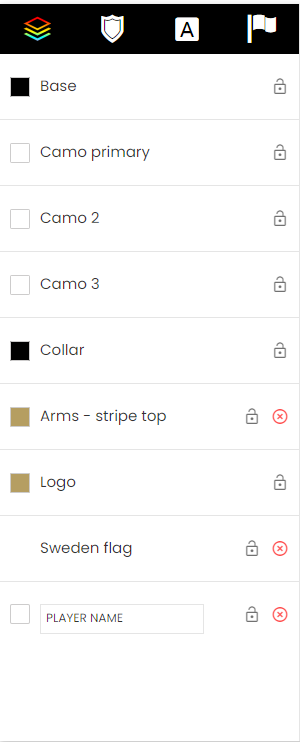 Kitdesigner designverktyg menu layers panel