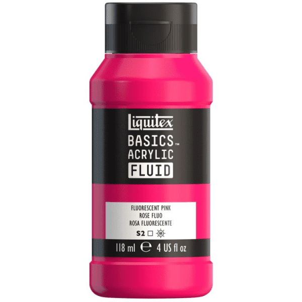 Liquitex Bascis Fluid i färgen Fluorescent Pink.