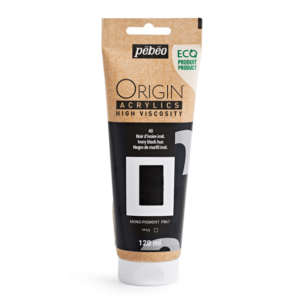 Pebeo Origin Acrylics 120ml - Ivory Black Hue