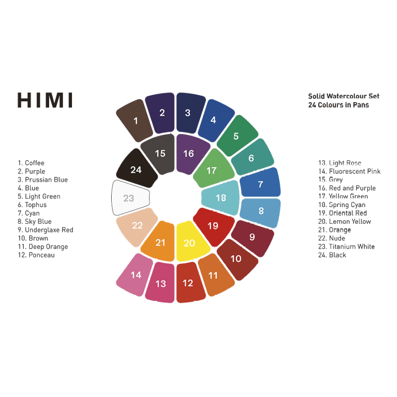 HIMI Solid Watercolour Set – 24 - Bild 4