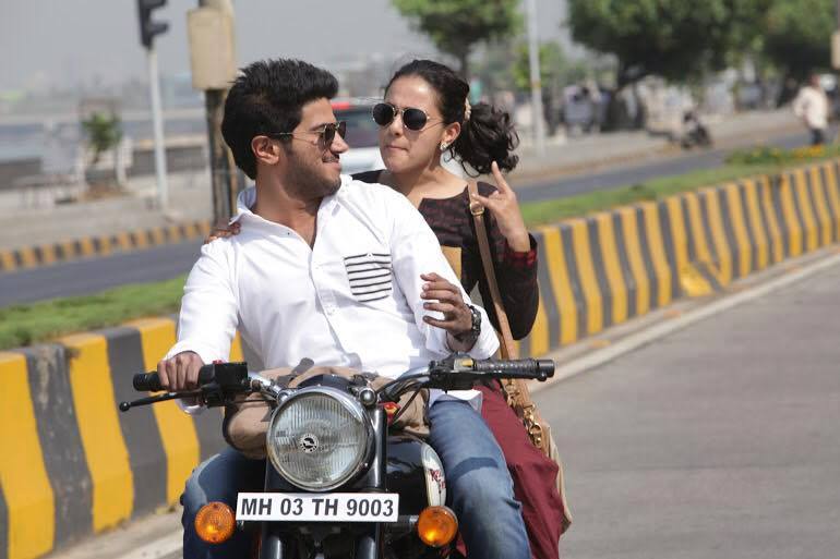 Dulquer Salmaan Nithya Menon on bike in OK Bangaram OK Kanmani