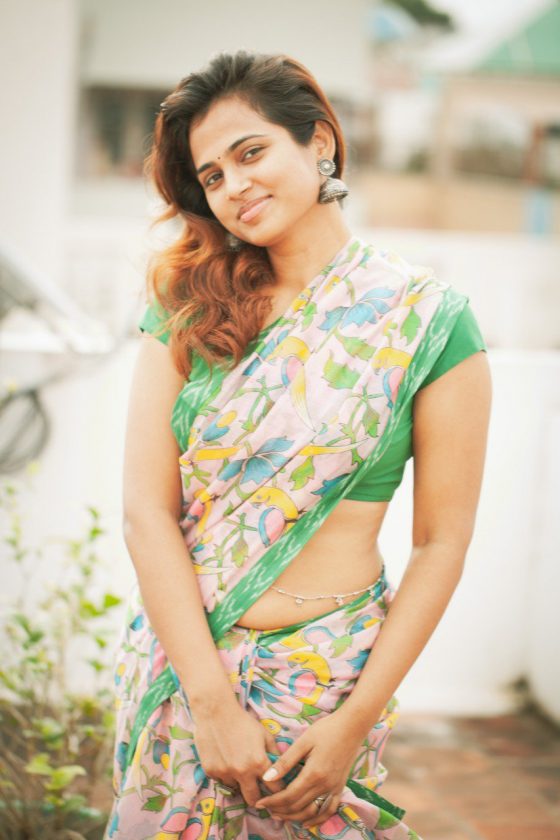 Indian girl in saree on the roof top