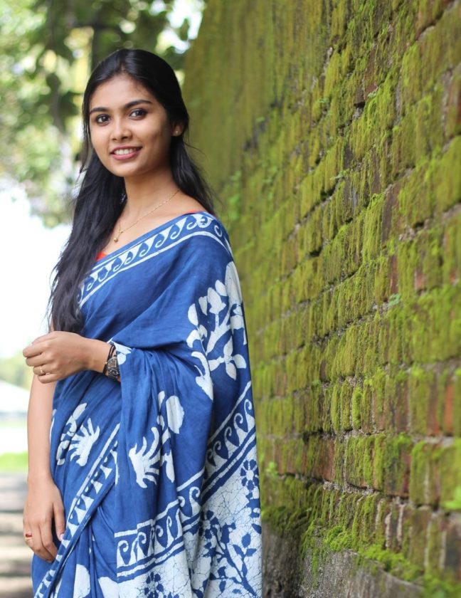 Ashna Sudheer in blue saree