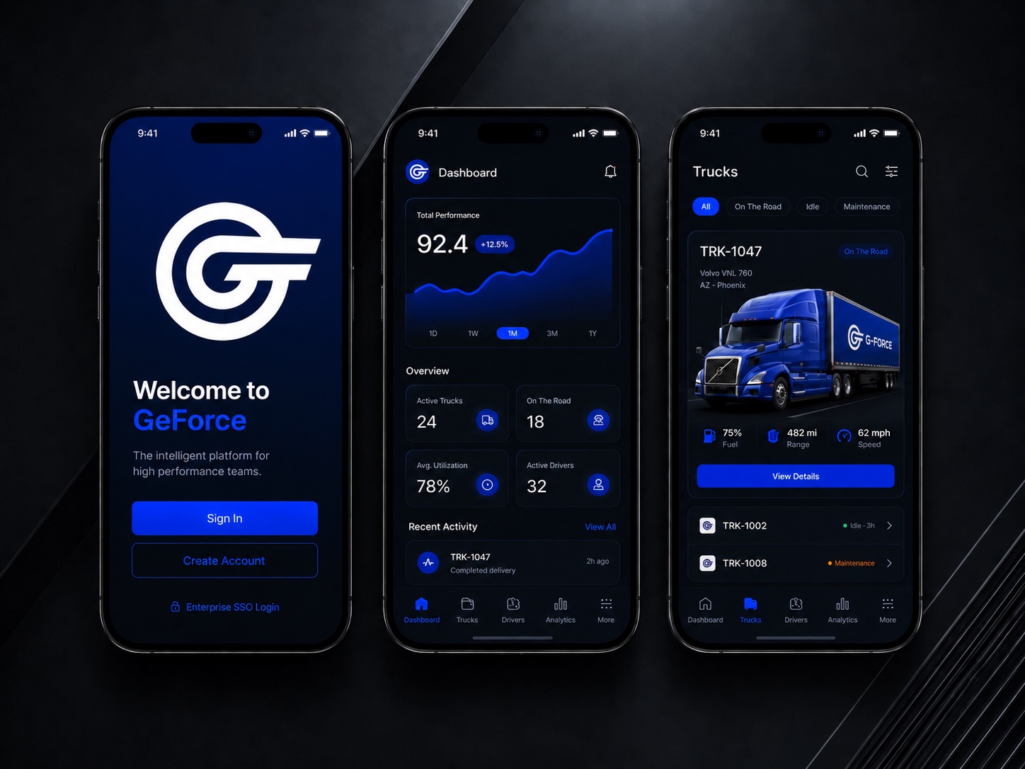 Fleet management mobile app UI concept