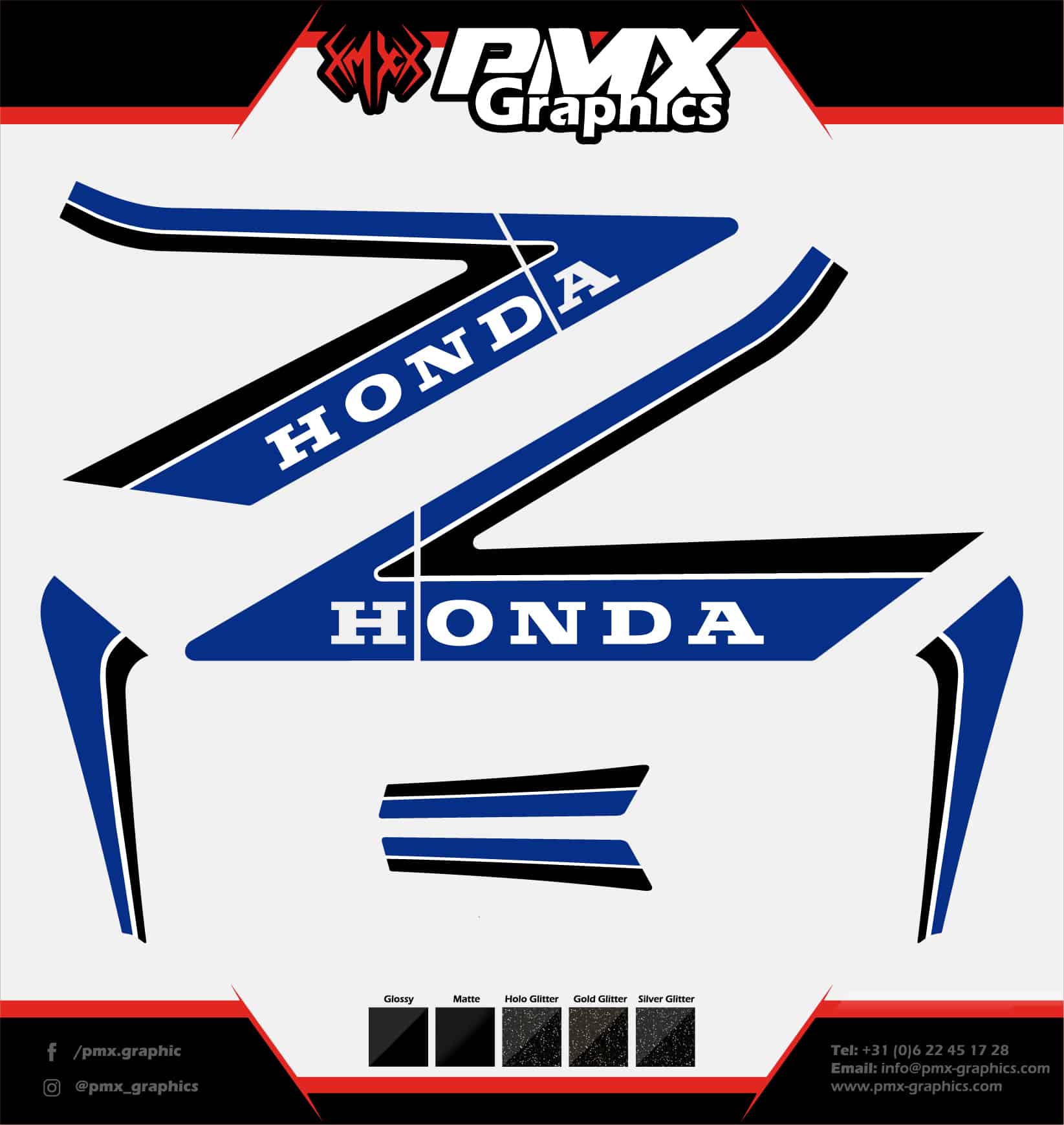 Honda MB Stickerset 1987–1990 Blue White AC01