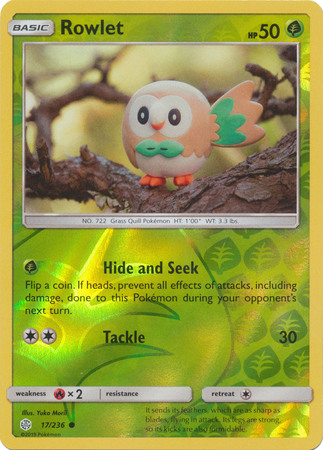 Rowlet 18/236 Sun And Moon Cosmic Eclipse Common Reverse Holo 