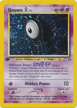 Unown A – 14/75 – Holo 1st Edition