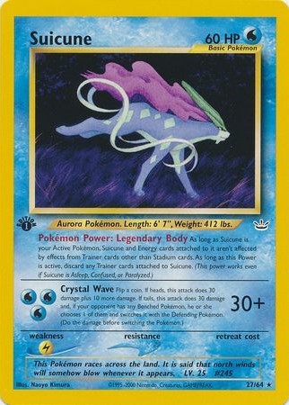 Suicune – 27/64 – Rare 1st Edition