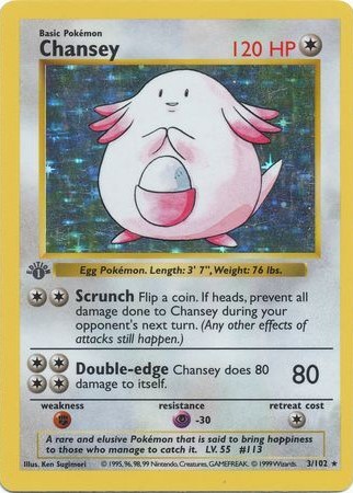 Chansey – 3/102 – Holo 1st Edition