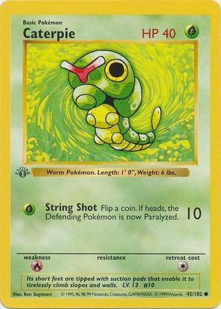 Caterpie – 45/102 – Common 1st Edition