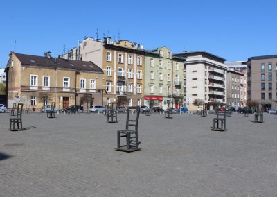 Plac Zgody - modern 'chair' memorial sculptures