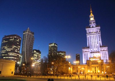 Warsaw central at night