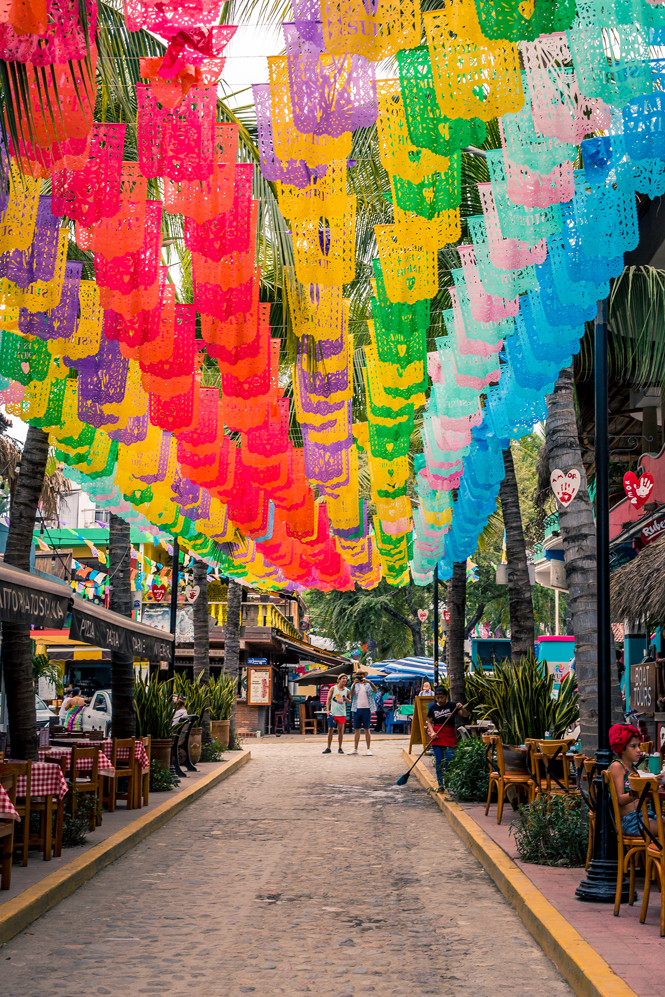 sayulita popular flag street colourful