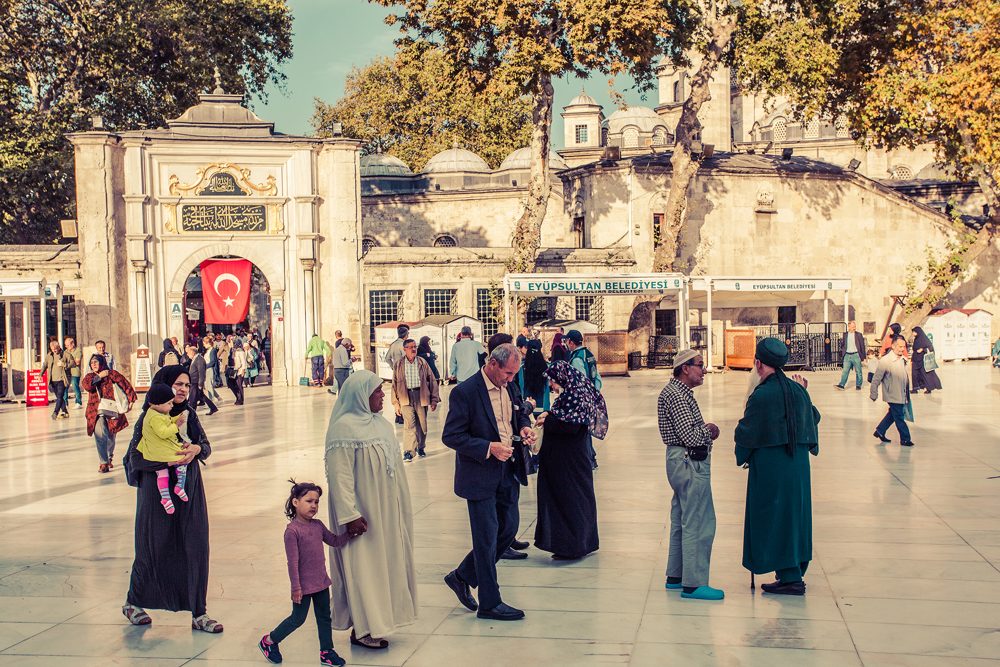 eyup mosque people walking around