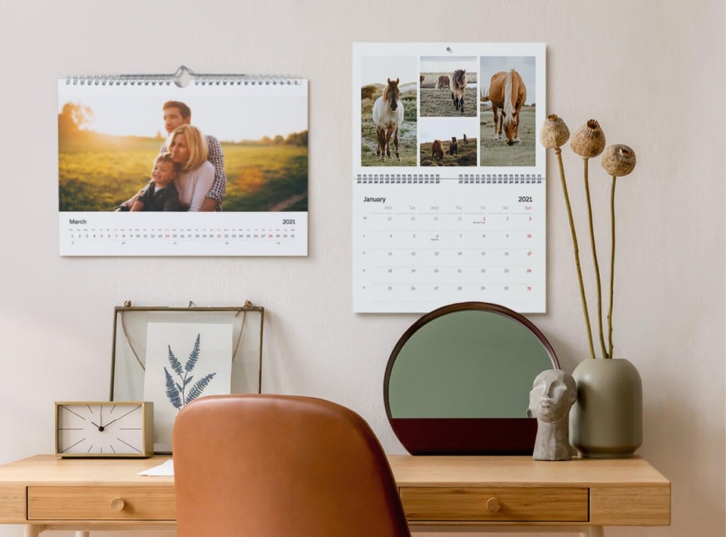 Mockup of branded promotional wall calendar