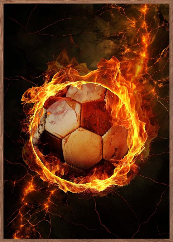 Flammende fodbold plakat