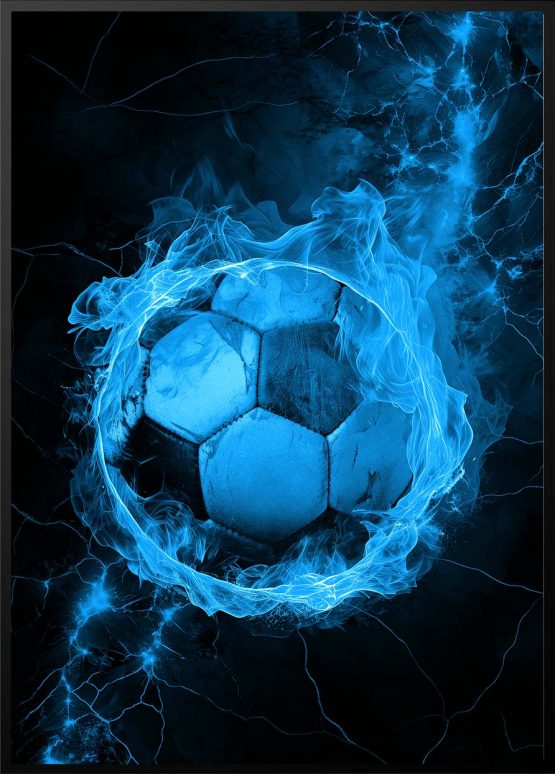fodbold i blå flammer
