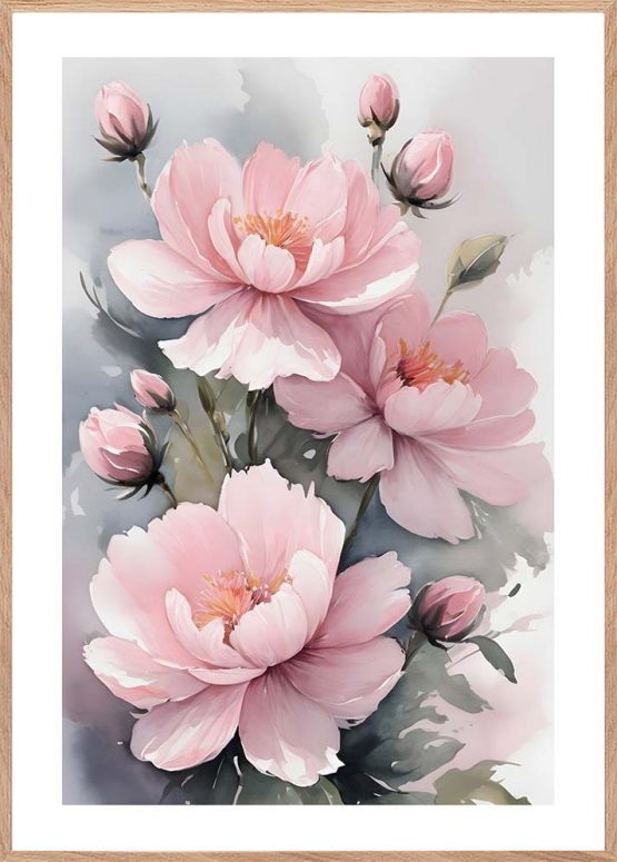 blomsterplakat i pink