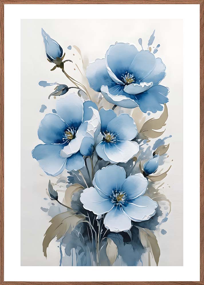 blomsterplakat blå