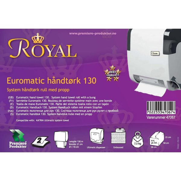 Royal Ecoforce "Euromatic" 130 håndtørk HVIT soft * krt a 6 rl
