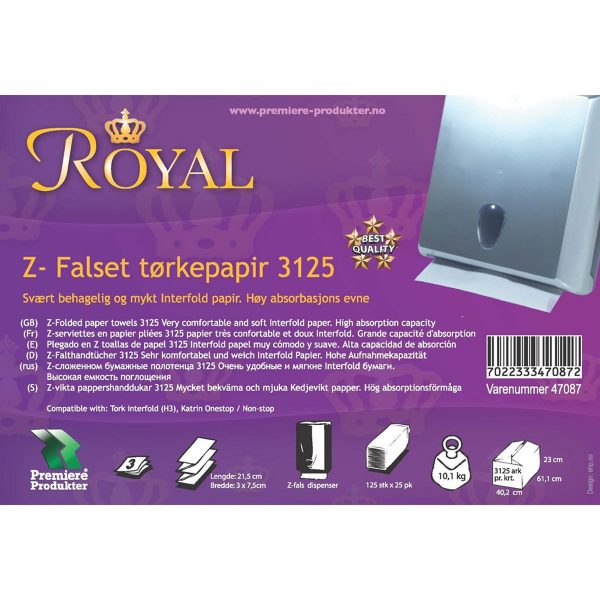 Royal Falset "Z-Falset" papir 3 lag * krt 3125 ark