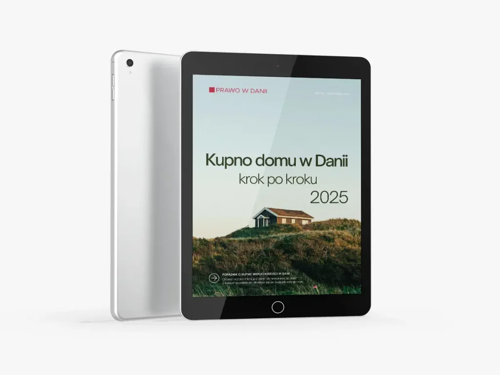 E-book "Kupno domu w Danii. Krok po kroku" w widoku na tablecie.