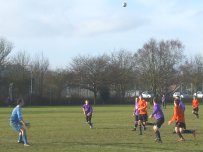 Builth Wells (orange shirts) can win the league with victory at Rhosgoch