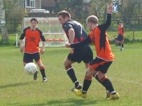 Presteigne St Andrews FC Ioan Hughes (centre) was among the scorers at Penybont Athletic